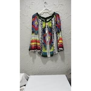 Women's Vintage cropped top, tie front, and wide flared sleeves - Size:  Large